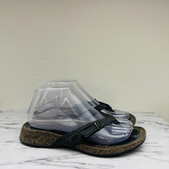 Teva Ventures Black Leather Flip Flops Women’s Size 7 - Picture 4 of 10